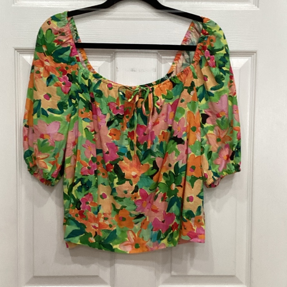 Sanctuary Floral Blouse - Green, Pink, Orange